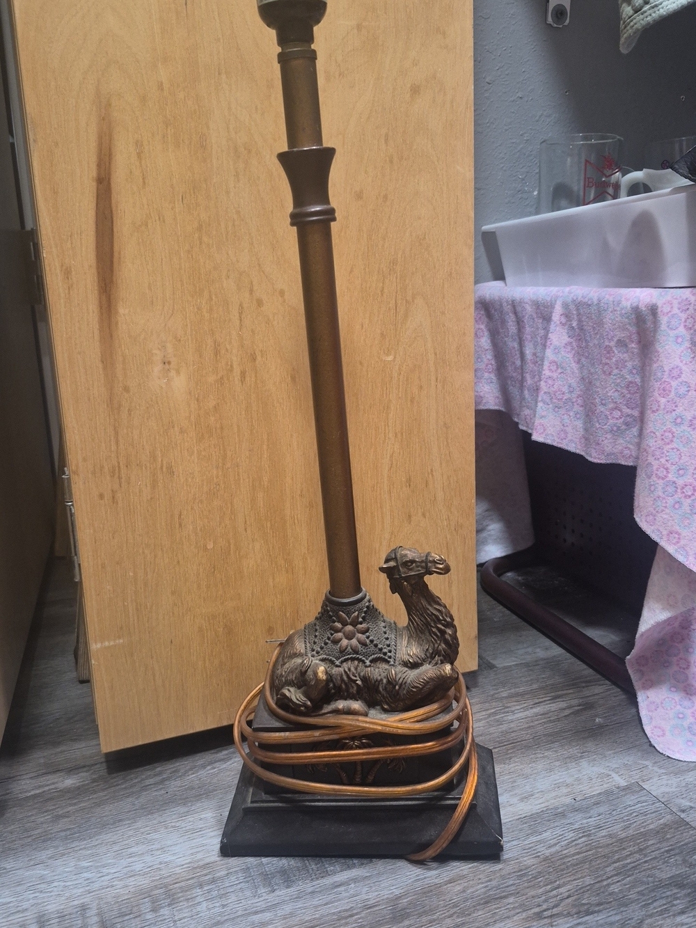 Antique Bronze Camel Sculpture Table Lamp Base